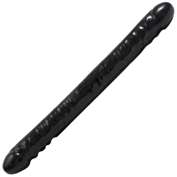 Double Header Veined Dong 18 Inch Black - Secret Garden