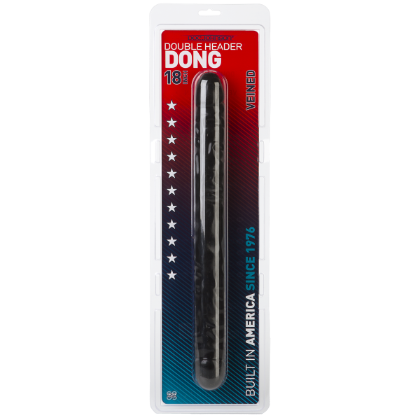 Double Header Veined Dong 18 Inch Black - Secret Garden