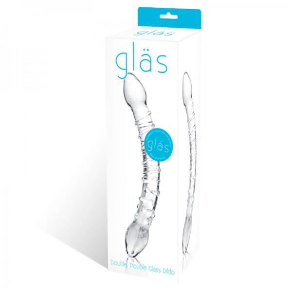 Glas Double Trouble Glass Dildo Clear - Secret Garden