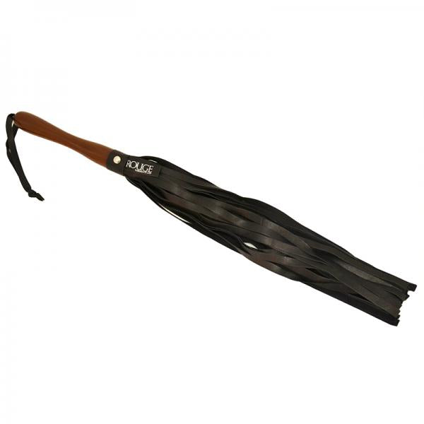 Rouge Leather Wooden Handle Flogger Black - Secret Garden