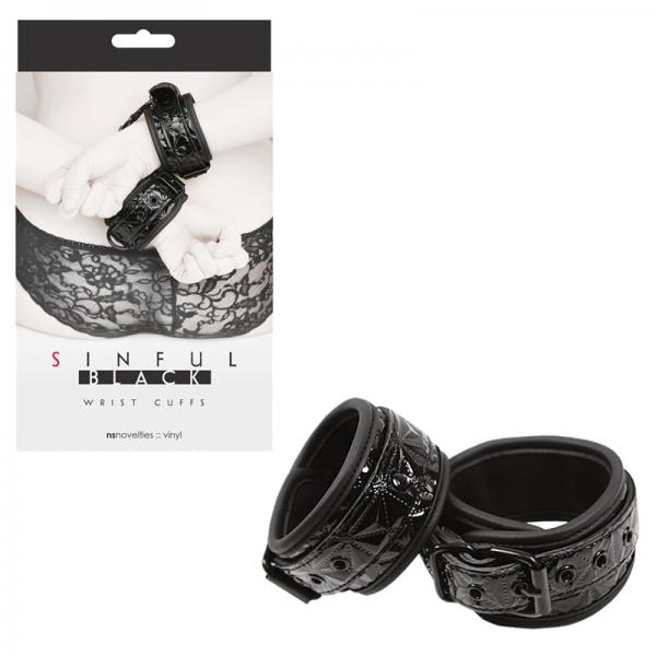 Sinful Black Wrist Cuffs - Secret Garden