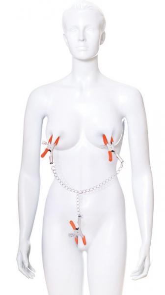 Triple Your Pleasure Nipple & Clitoral Clamps & Chain - Secret Garden