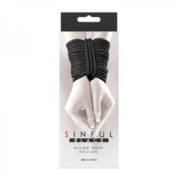 Sinful Nylon Rope 25 Ft Black - Secret Garden