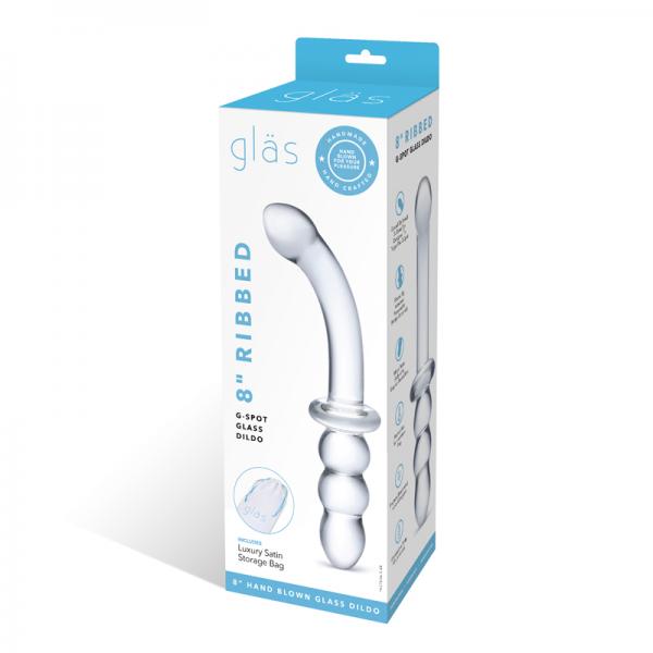 8in Ribbed G-spot Glass Dildo - Secret Garden