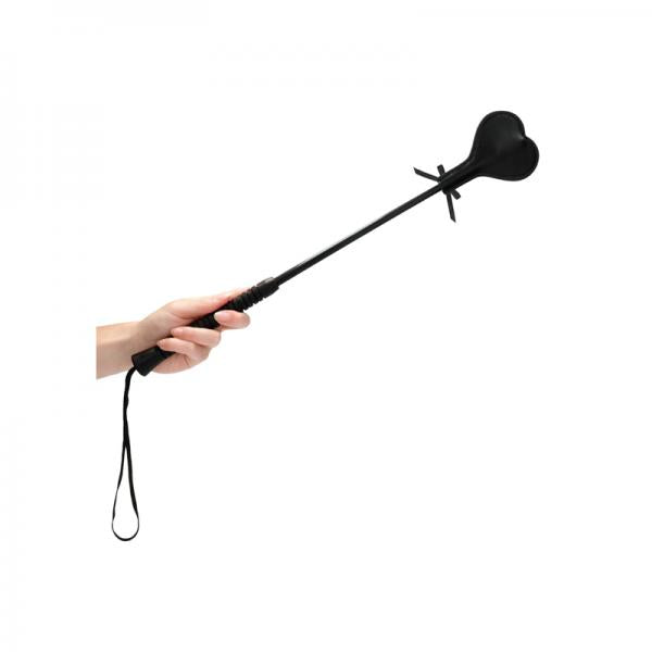 Ouch! Crop Black Heart With Black Lace - Large - Secret Garden