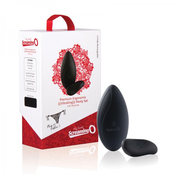 Screaming O Premium Ergonomic Remote Panty Set Black - Secret Garden