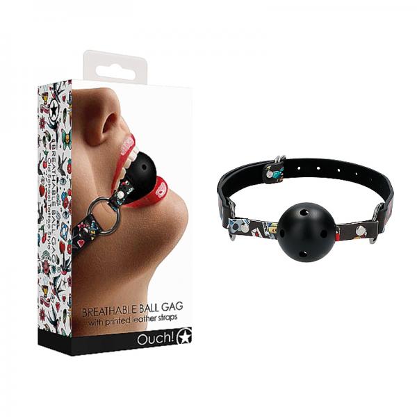 Ouch! Old School Tattoo Printed Breathable Ball Gag - Secret Garden