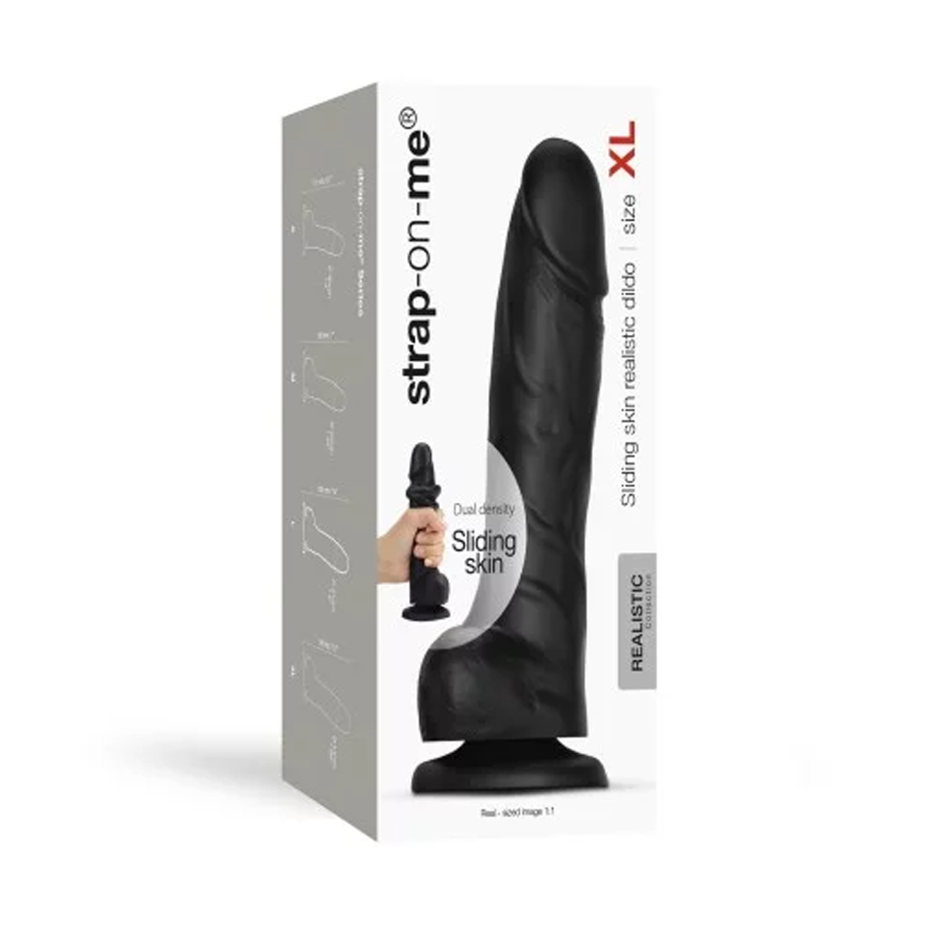 SLIDING SKIN REALISTIC DILDO BLACK- XL