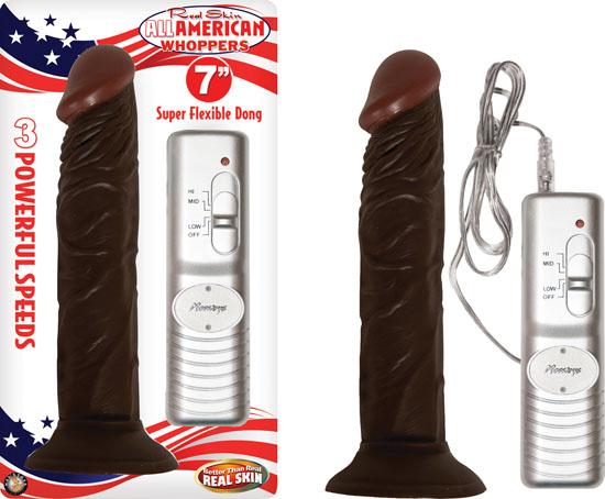 All American Whopper Vibrating 7 inches Dildo Brown - Secret Garden