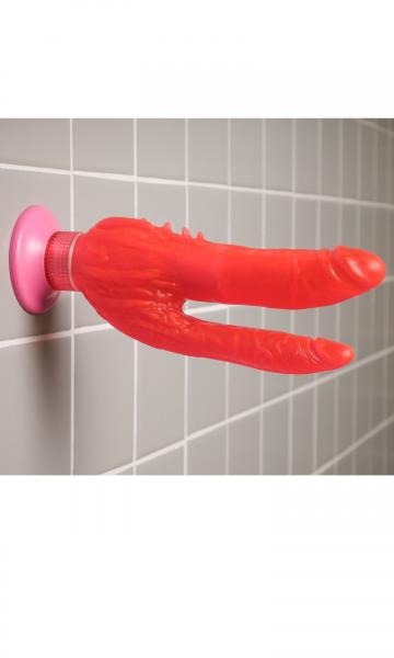 Waterproof Wall Bangers Double Penetrator Pink Suction Cup - Secret Garden