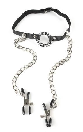 Fetish Fantasy O-Ring Gag With Nipple Clamps - Secret Garden