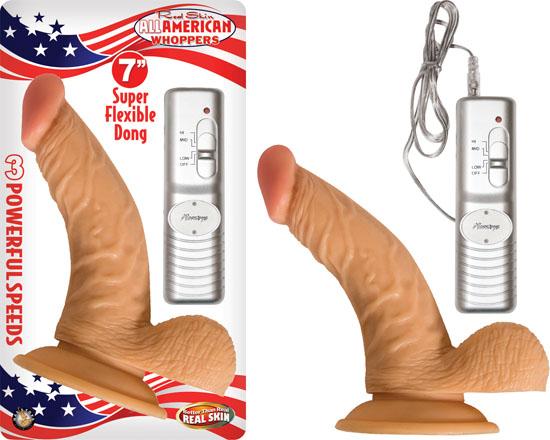 All American Whopper Vibrating 7 inches Dildo, Balls Beige - Secret Garden