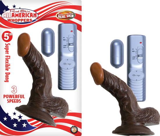 All American Whopper 5 inches Vibrating Dildo, Balls Brown - Secret Garden