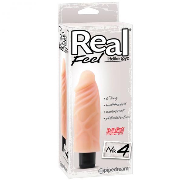 Real Feel Lifelike Toyz No 4 Beige Vibrating Dildo - Secret Garden