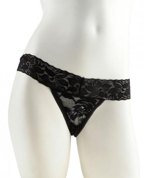 Hanky Spank Me Vibrating Panty Black Lace Thong - Secret Garden