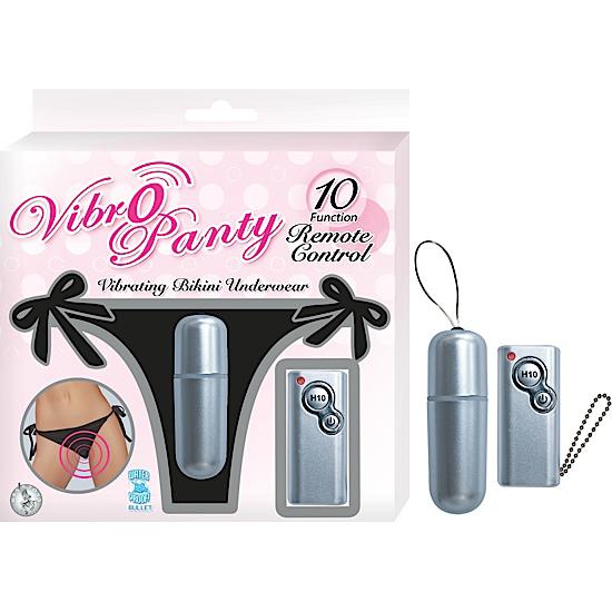 Vibro Panty Bikini 10 Function Remote Control Waterproof O/S - Black - Secret Garden