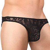 Male Power Lace Wonder Bikini Black Medium - Secret Garden