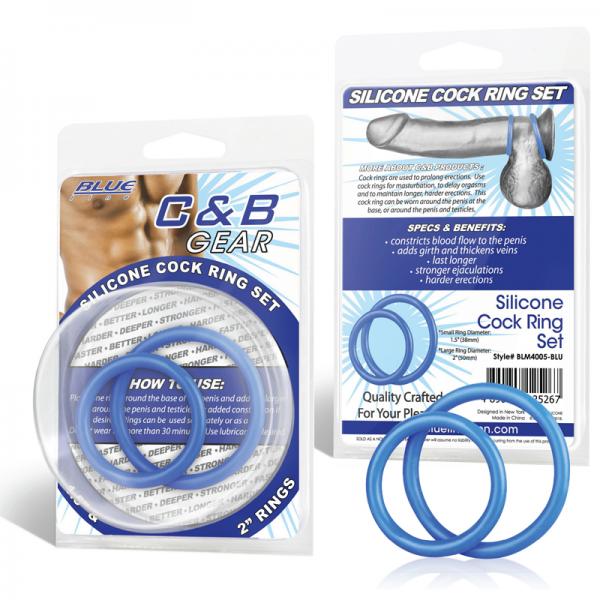 C & B Gear Silicone Cock Ring Set Blue - Secret Garden