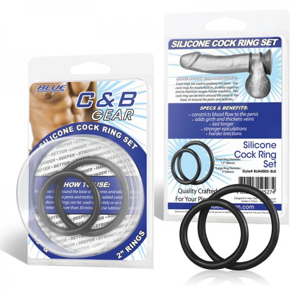 C & B Gear Silicone Cock Ring Set Black - Secret Garden