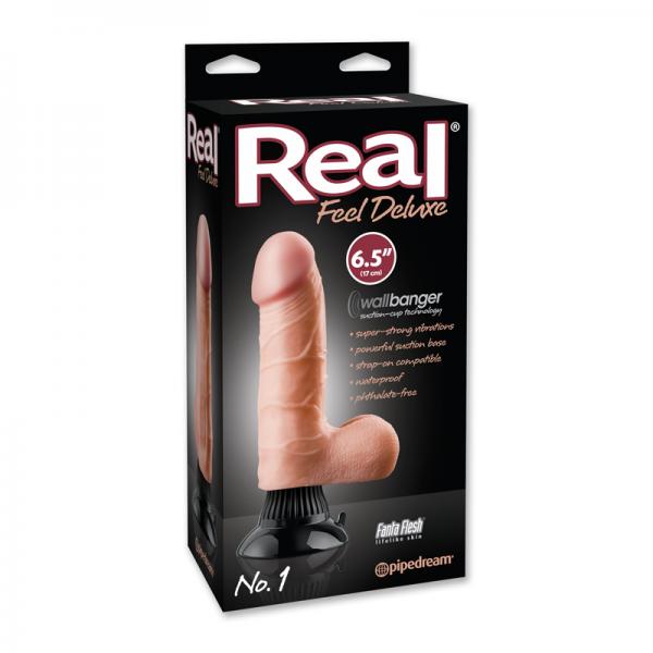 Real Feel Deluxe No 1 6.5 Inches Beige Vibrating Dildo - Secret Garden