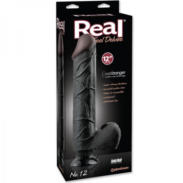 Real Feel Deluxe No.12 Black Vibrating Dildo - Secret Garden