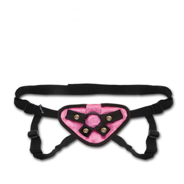 Lux Fetish Velvet Strap On Harness Pink O/S