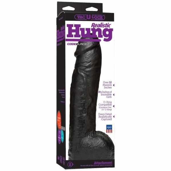 Vac U Lock Code Black Realistic Hung Dildo - Secret Garden