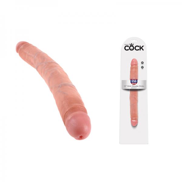 King Cock 12in Slim Double Dildo - Beige - Secret Garden