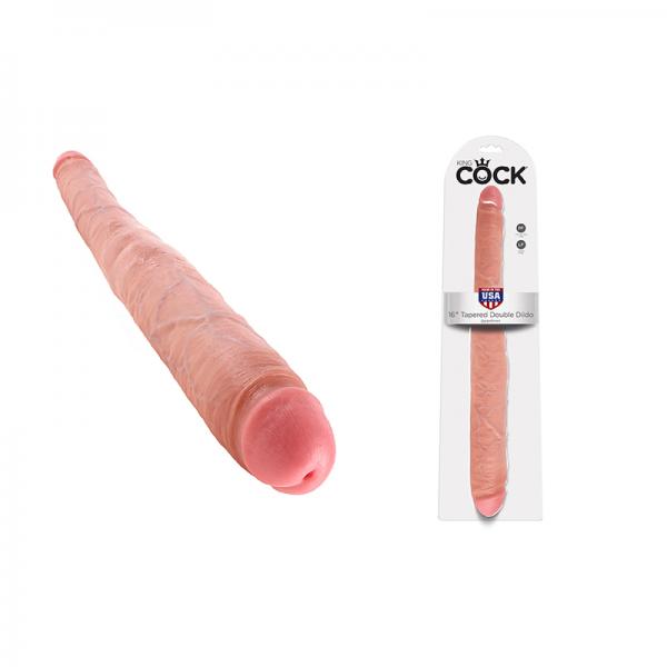 King Cock 16in Tapered Double Dildo - Beige - Secret Garden