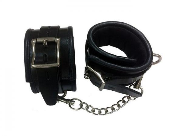 Rouge Padded Leather Wrist Cuffs Black - Secret Garden