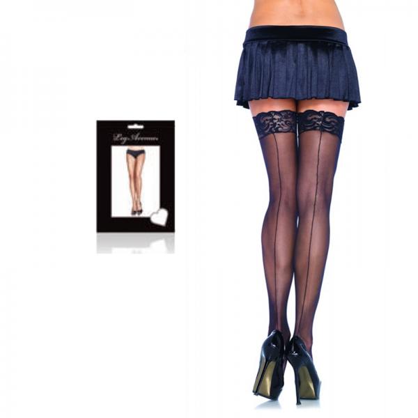 Sheer Stocking W/backseam Lace Top Plus Size Black - Secret Garden