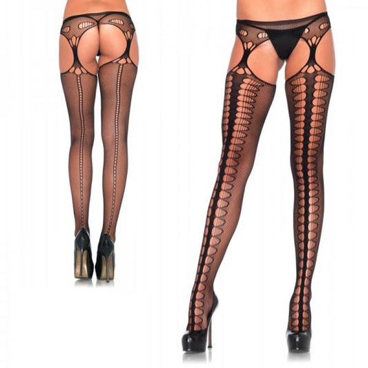 Scale Net Suspender Hose O/S Black - Secret Garden