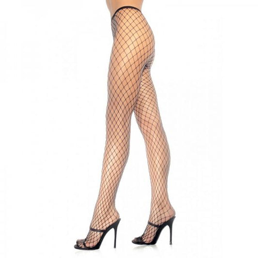 Spandex Diamond Panty Hose O/S Black - Secret Garden