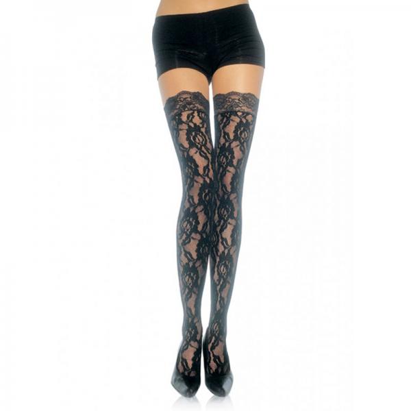 Lace Thigh High Stockings Lace Top O/S Black - Secret Garden