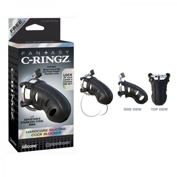 Fantasy C-Ringz Hardcore Silicone Cock Blocker Black - Secret Garden