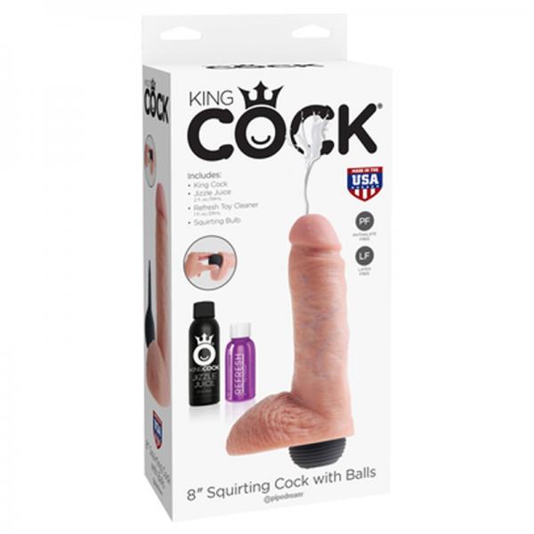 King Cock 8 inches Squirting C*ck Balls Beige