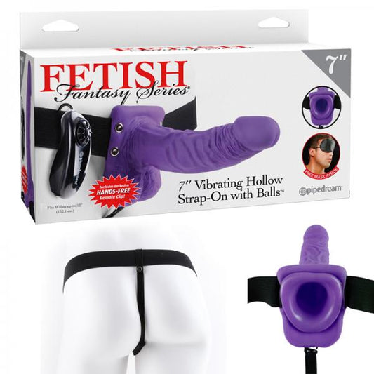 Fetish Fantasy 7in Vibrating Hollow Strap-on With Balls Purple - Secret Garden