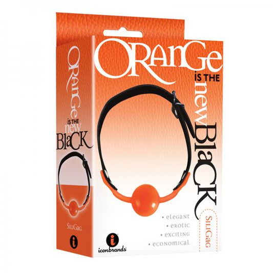 The 9's, Orange Is The New Black, Siligag Silicone Bag Gag, Orange With Black Faux Leather Straps - Secret Garden