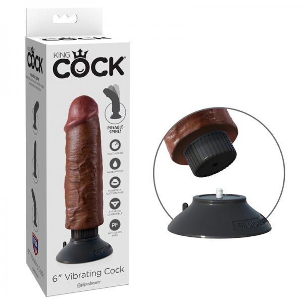 King Cock 6in Vibrating Cock Brown - Secret Garden