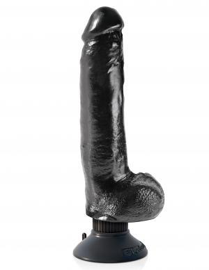 King Cock 9 inches Vibrating Dildo with Balls Black - Secret Garden