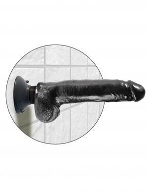 King Cock 9 inches Vibrating Dildo with Balls Black - Secret Garden