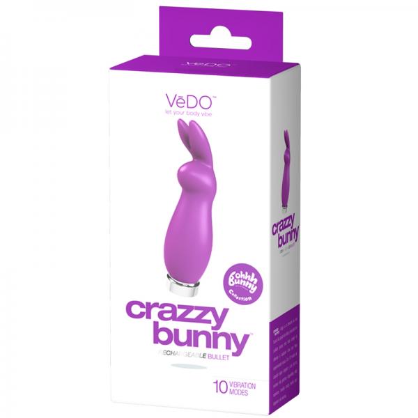 Vedo Crazzy Bunny Rechargeable Mini Vibe - Perfectly Purple - Secret Garden