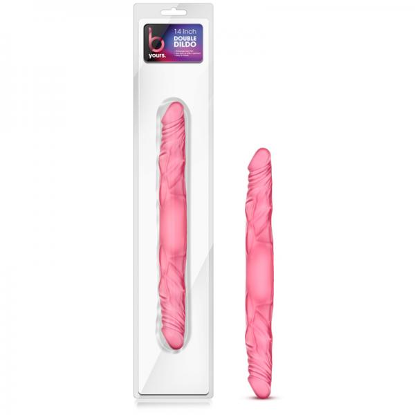 B Yours - 14in Double Dildo - Pink - Secret Garden