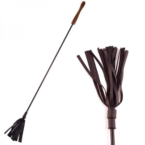 Rouge Leather Wooden Handle Riding Crop Black - Secret Garden