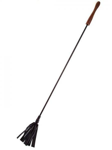 Rouge Leather Wooden Handle Riding Crop Black - Secret Garden