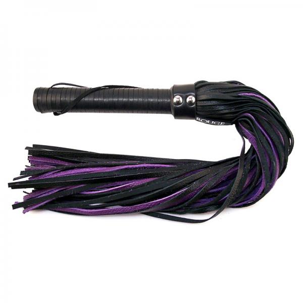 Rouge Flogger W/leather Handle & Floggers Black/purple - Secret Garden