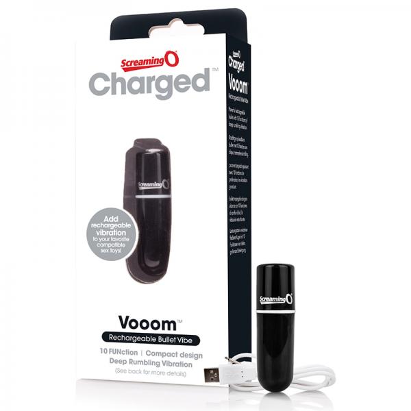 Screaming O Charged Vooom Rechargeable Bullet Vibe - Black - Secret Garden