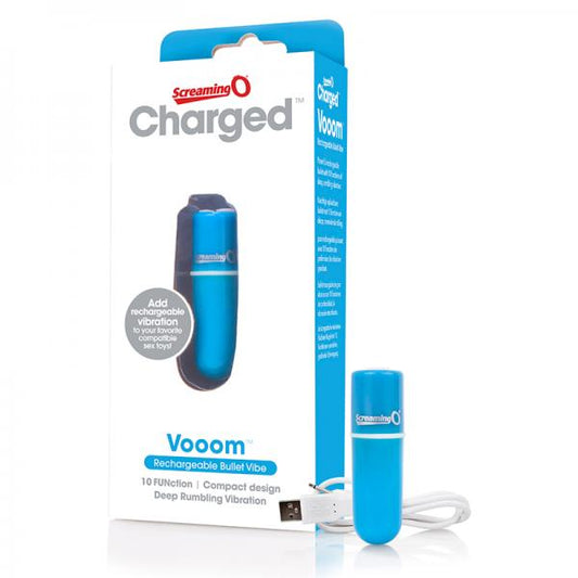 Screaming O Charged Vooom Rechargeable Bullet Vibe - Blue - Secret Garden