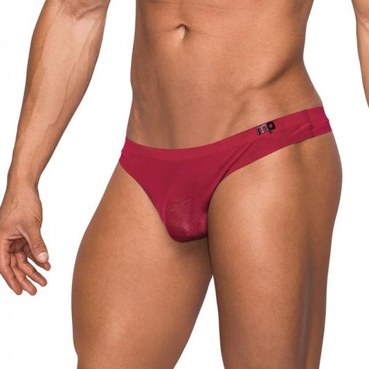 Male Power Seamless Sleek Thong Sheer Pouch Wine S/M - Secret Garden