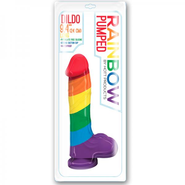 Rainbow Pumped Silicone Dildo 9.4 inches